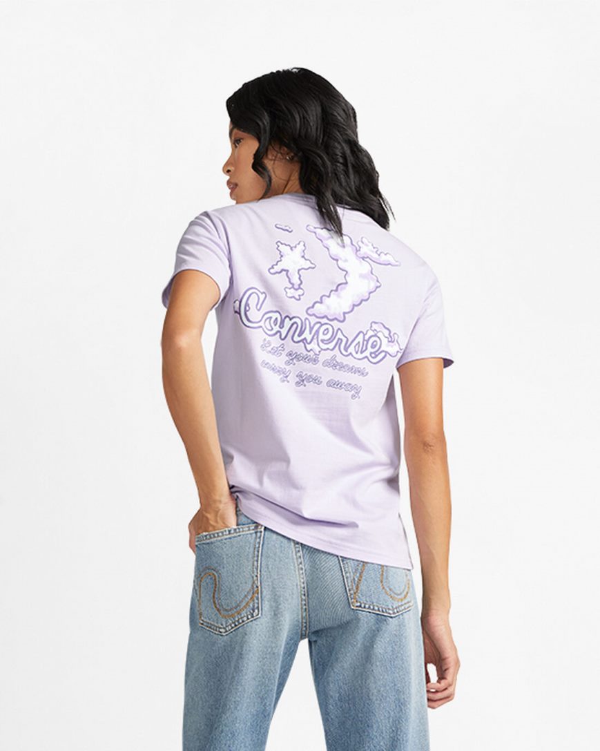 Camiseta Converse Dreamer Gráficas Feminino Roxo | PT U00T9P4